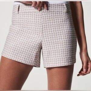 Spanx Sunshine Shorts in Bespoke Check Fawn Size Small Nylon Blend Pull-on